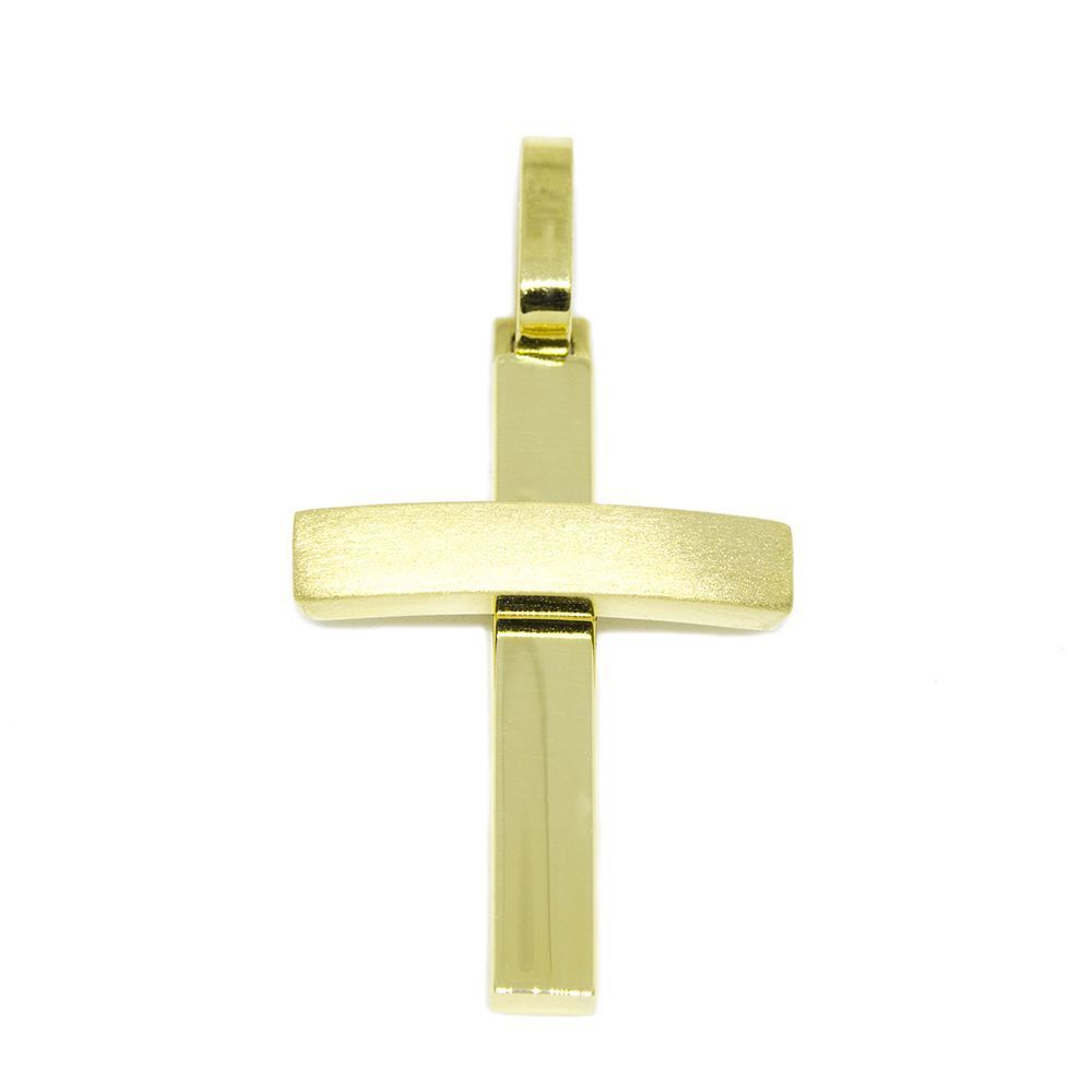 Pingente Cruz Quadrada Oca em Ouro Amarelo 18 Kilates - 25063